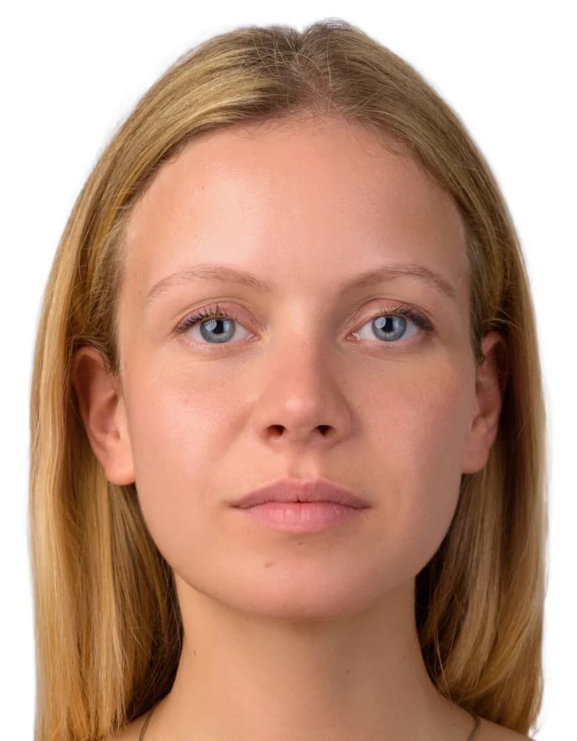 Real 35×45 mm (passport) · 51×51 mm (visa/OCI) Biometric Photo Example for India