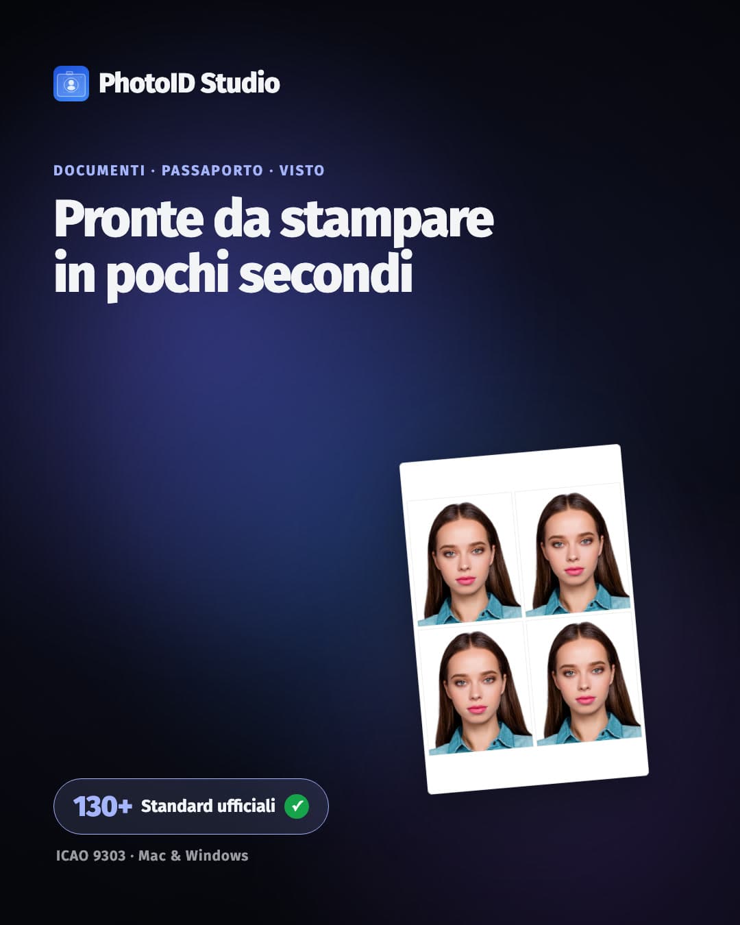 L’interfaccia di PhotoID Studio che ritaglia una fototessera secondo il modello di un paese