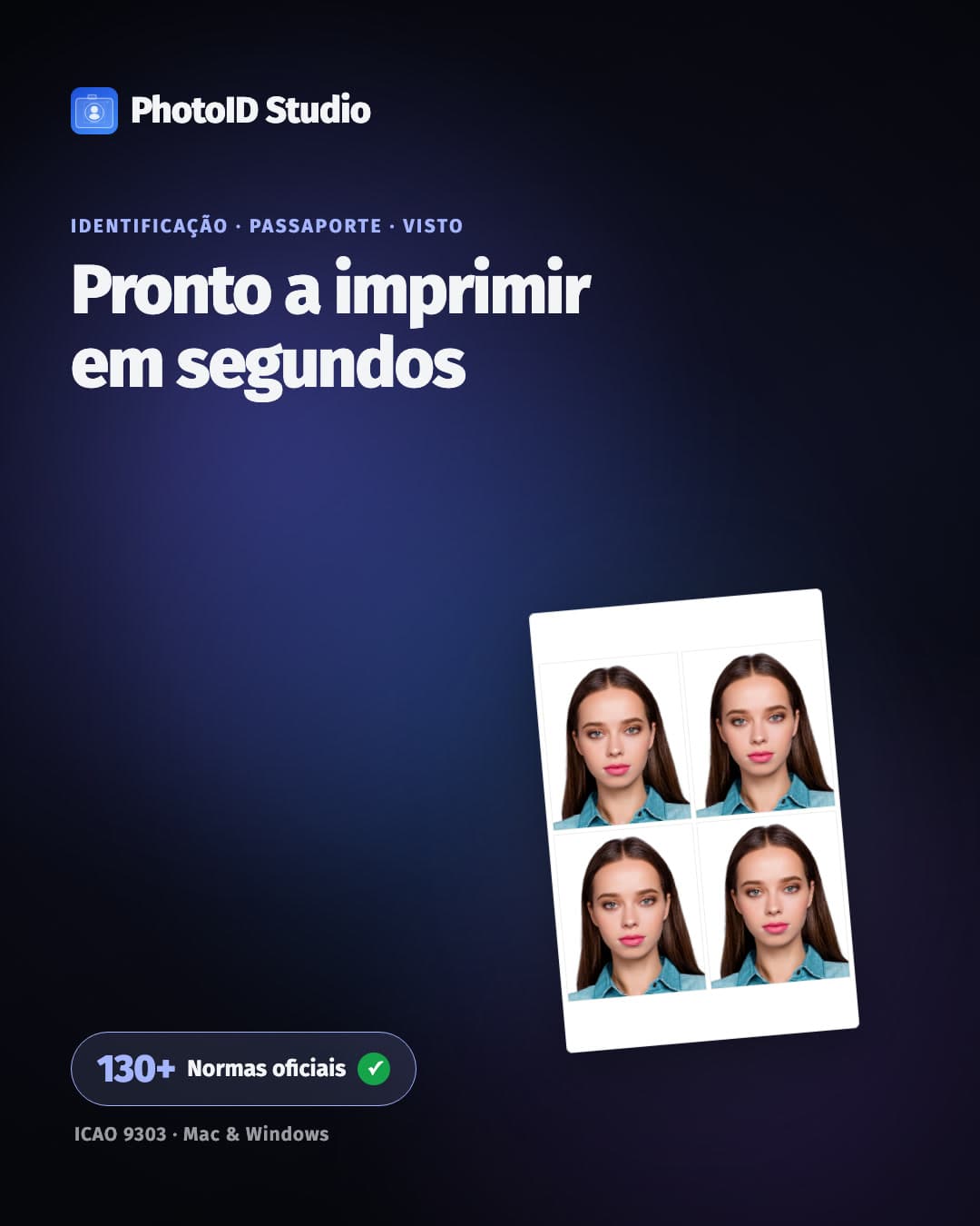 A interface do PhotoID Studio a recortar uma foto de identificação segundo o modelo de um país